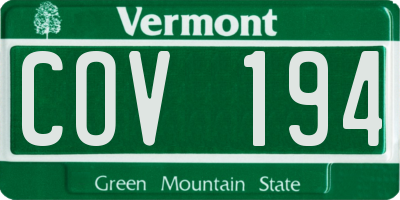 VT license plate COV194