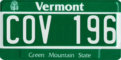VT license plate COV196