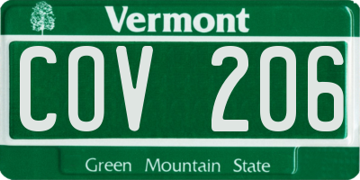 VT license plate COV206