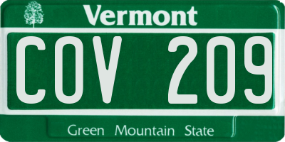 VT license plate COV209