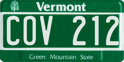 VT license plate COV212