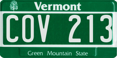 VT license plate COV213