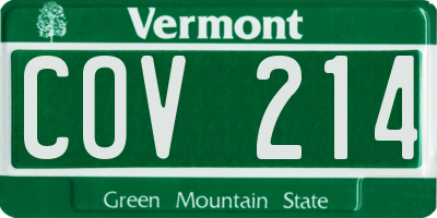 VT license plate COV214
