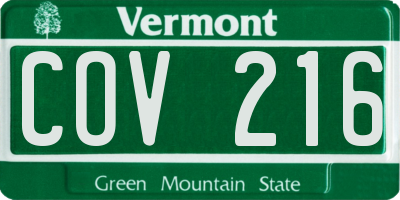 VT license plate COV216
