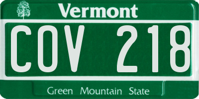 VT license plate COV218