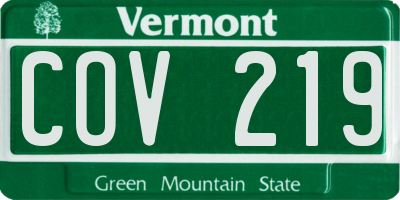 VT license plate COV219