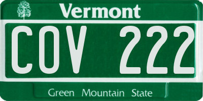VT license plate COV222