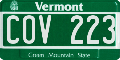 VT license plate COV223