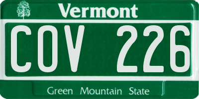 VT license plate COV226