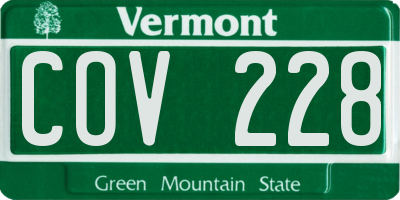 VT license plate COV228