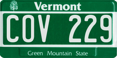 VT license plate COV229