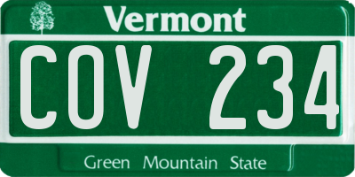 VT license plate COV234