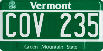 VT license plate COV235