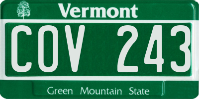 VT license plate COV243