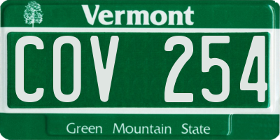 VT license plate COV254