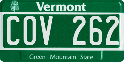 VT license plate COV262