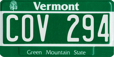 VT license plate COV294