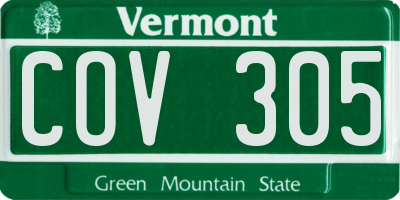 VT license plate COV305