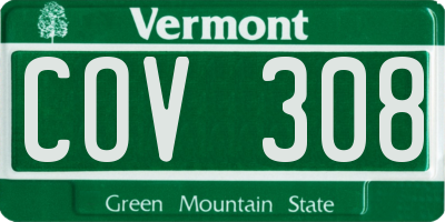 VT license plate COV308