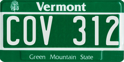 VT license plate COV312