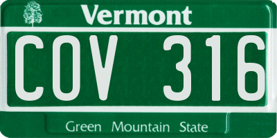 VT license plate COV316