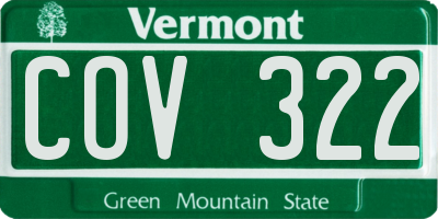 VT license plate COV322