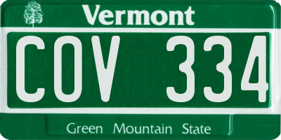 VT license plate COV334