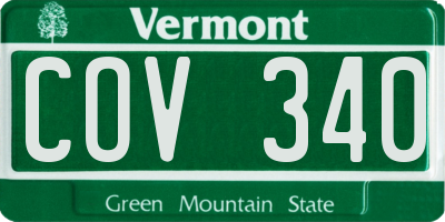 VT license plate COV340