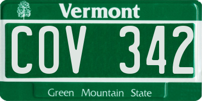 VT license plate COV342