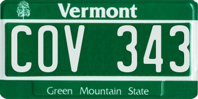 VT license plate COV343