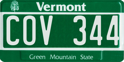VT license plate COV344