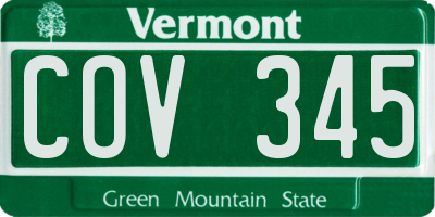 VT license plate COV345