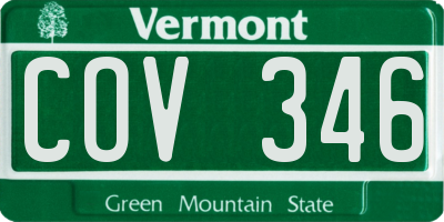 VT license plate COV346