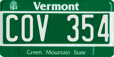 VT license plate COV354