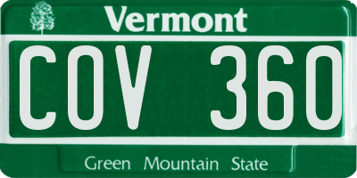 VT license plate COV360