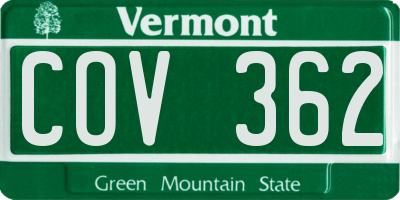 VT license plate COV362