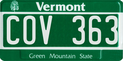 VT license plate COV363