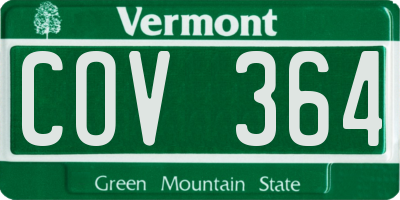 VT license plate COV364