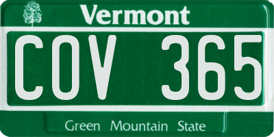 VT license plate COV365