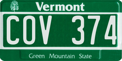 VT license plate COV374