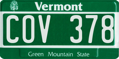 VT license plate COV378