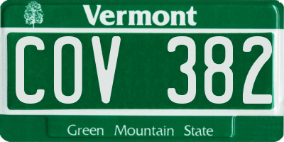 VT license plate COV382