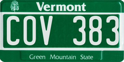 VT license plate COV383