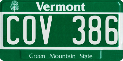 VT license plate COV386