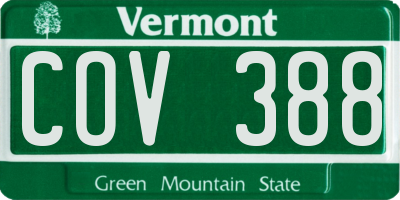 VT license plate COV388