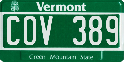 VT license plate COV389
