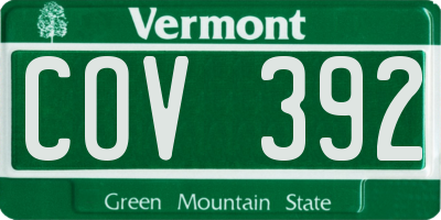 VT license plate COV392