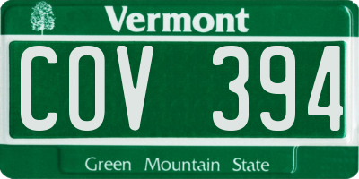 VT license plate COV394