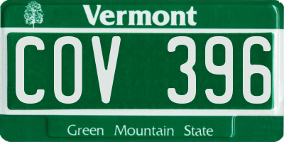 VT license plate COV396