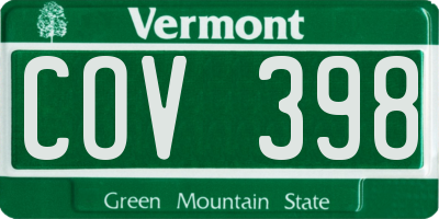 VT license plate COV398